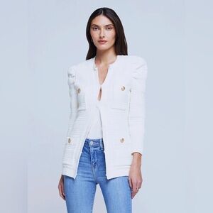 L'AGENCE White Textured Blazer